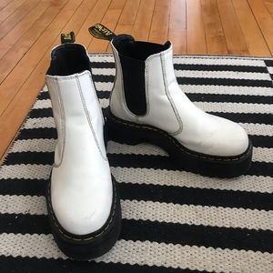 White platform Doc Marten chelsea boots